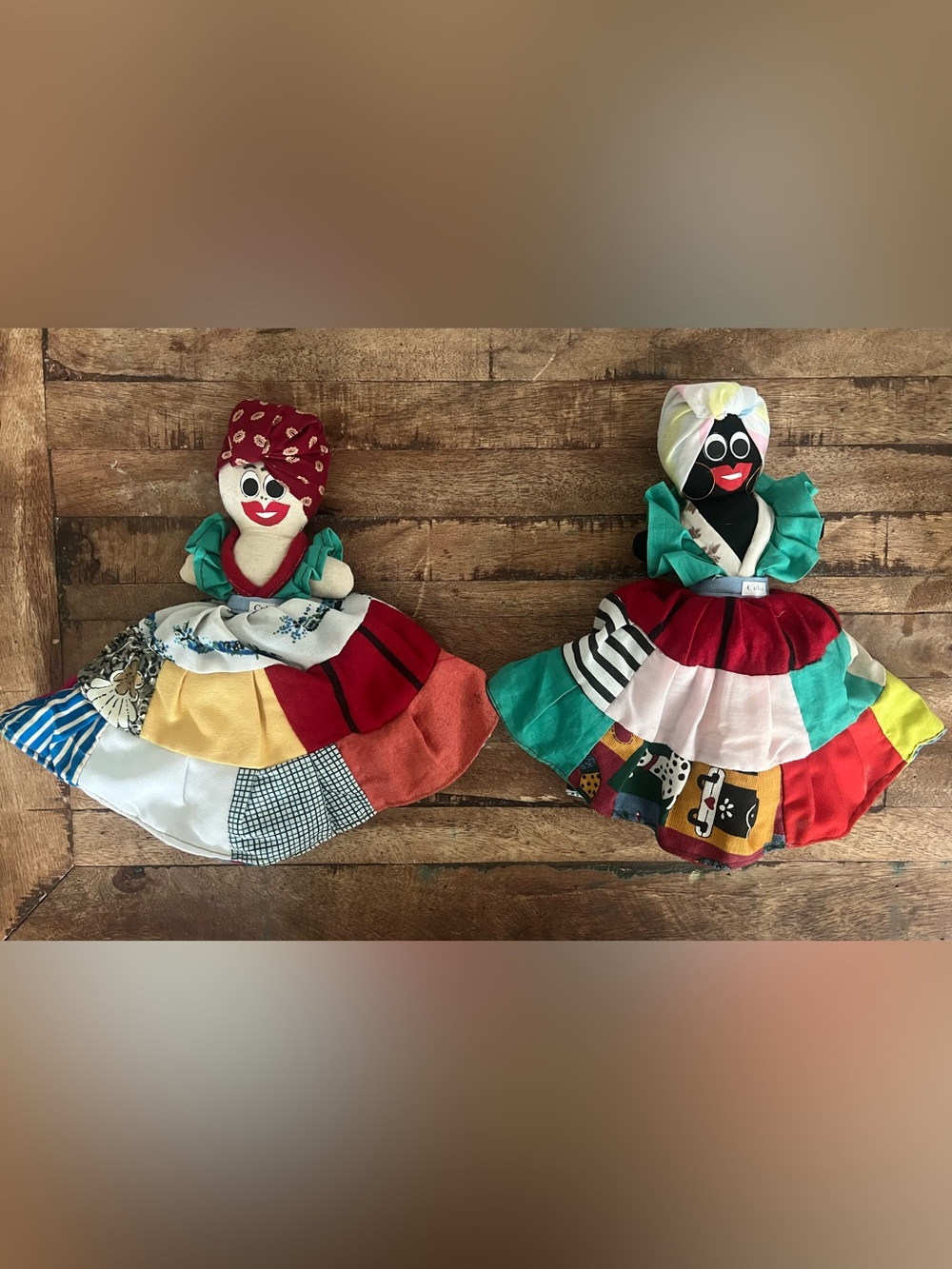Vintage Handmade Cuba Cuban Topsy-Turvy Reversible Flip Dolls Folk Art Set Decor